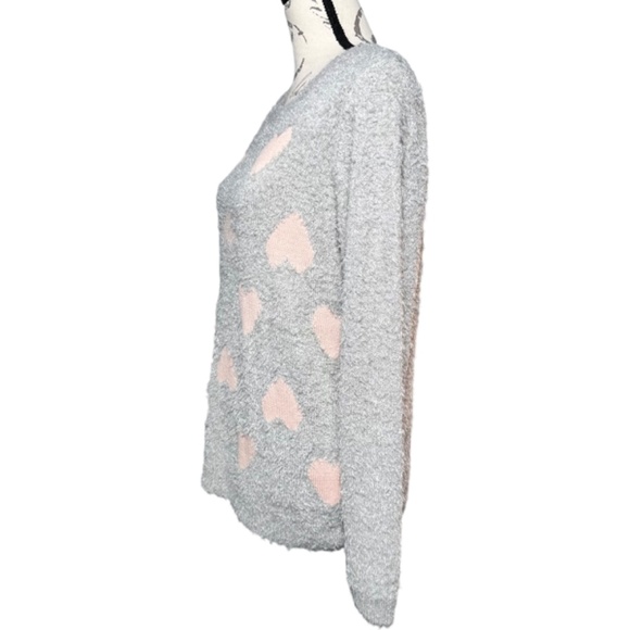 Lauren Conrad Heart Print Soft Fuzzy Sweater, Size L - Picture 4 of 6